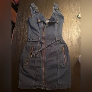 Fashion Nova Denim Zip-Up Dress with Belt (Worn Once, Like NEW)